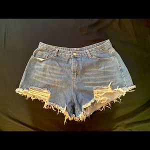 Shein High-rise Rough Hem Shorts